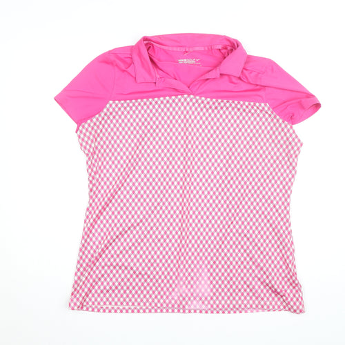 Nike Golf Women's Pink Check Dri-Fit Polo Shirt XL