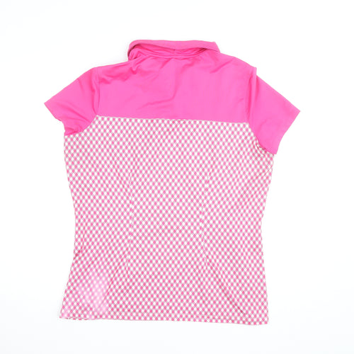 Nike Golf Women's Pink Check Dri-Fit Polo Shirt XL