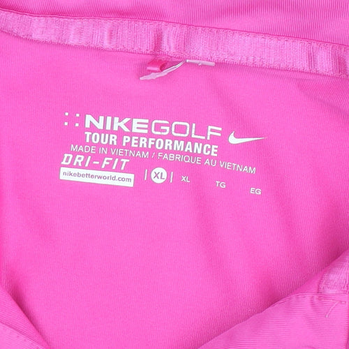 Nike Golf Women's Pink Check Dri-Fit Polo Shirt XL