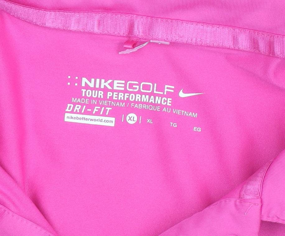 Nike Golf Women's Pink Check Dri-Fit Polo Shirt XL