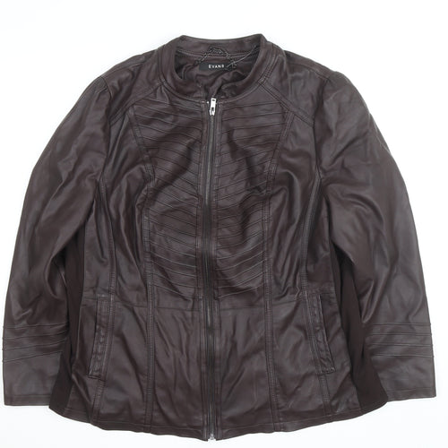 Evans Women Brown Faux Leather Biker Jacket Size 22