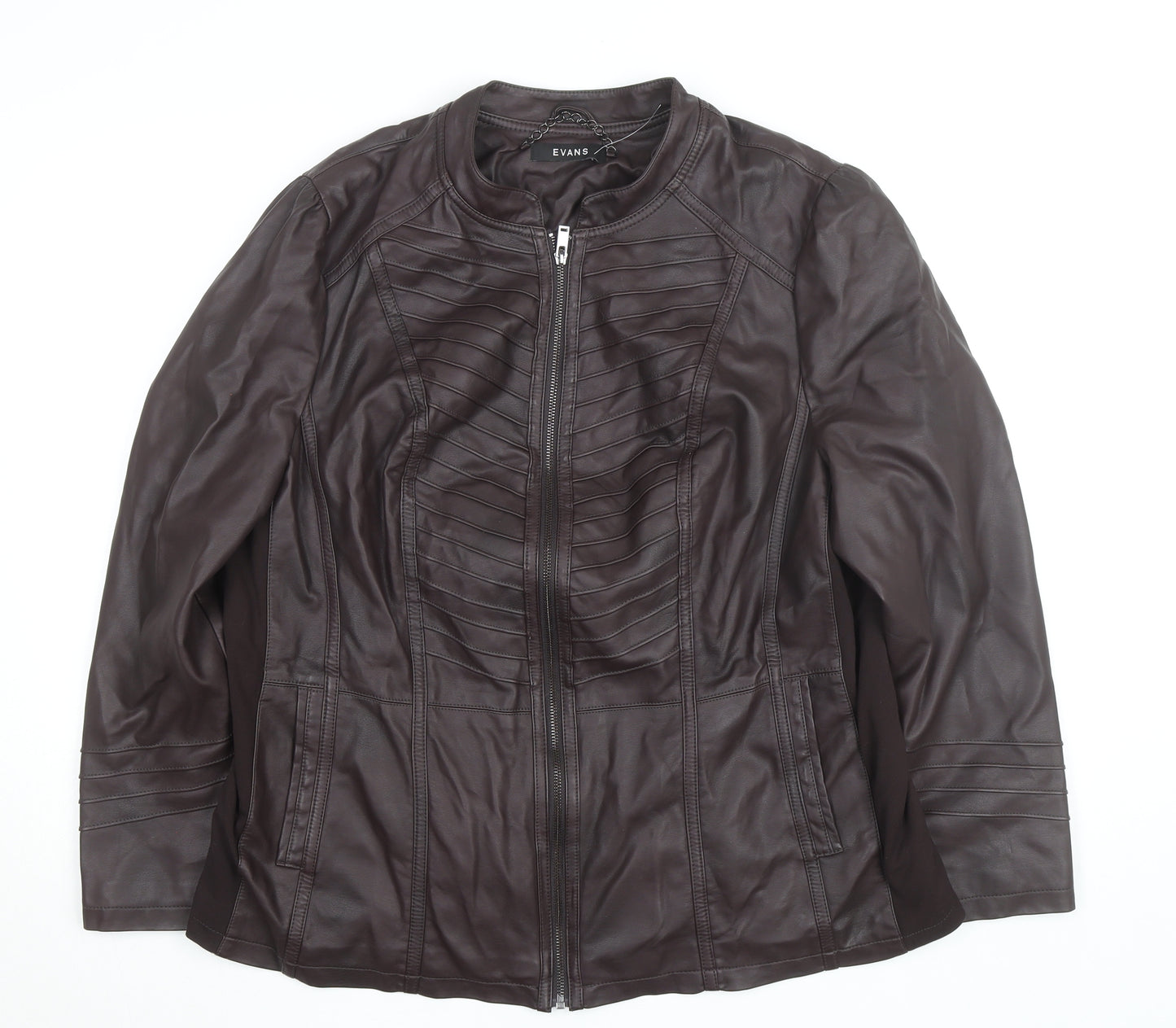 Evans Women Brown Faux Leather Biker Jacket Size 22