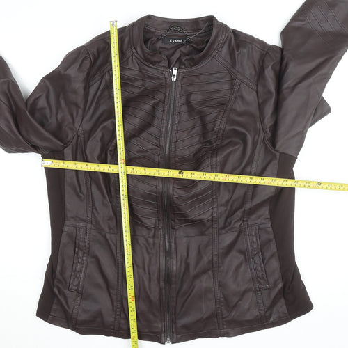 Evans Women Brown Faux Leather Biker Jacket Size 22