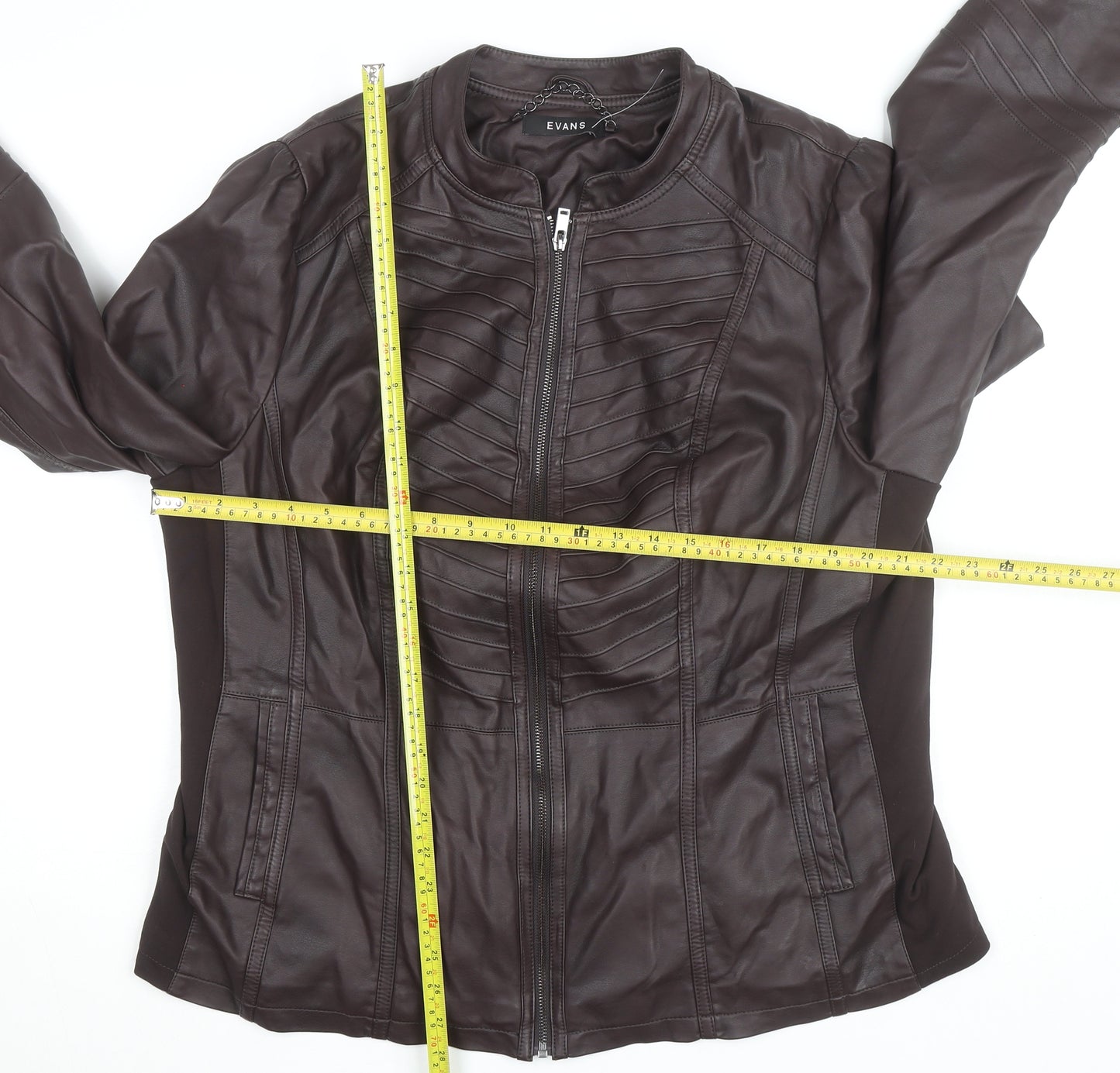 Evans Women Brown Faux Leather Biker Jacket Size 22