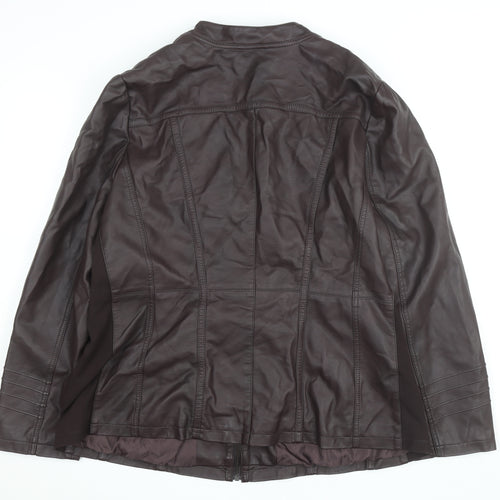Evans Women Brown Faux Leather Biker Jacket Size 22