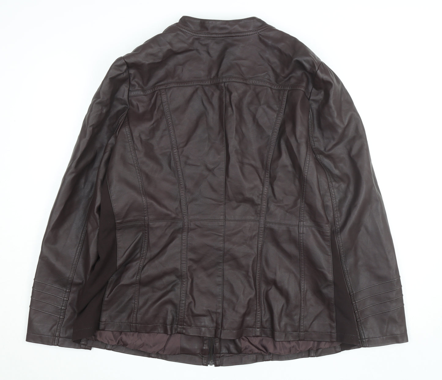 Evans Women Brown Faux Leather Biker Jacket Size 22