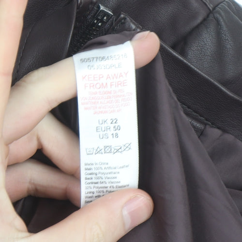 Evans Women Brown Faux Leather Biker Jacket Size 22