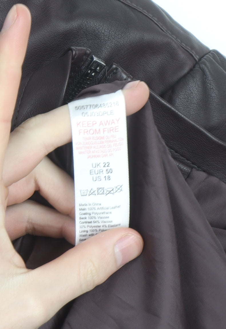 Evans Women Brown Faux Leather Biker Jacket Size 22