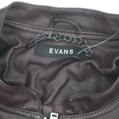 Evans Women Brown Faux Leather Biker Jacket Size 22