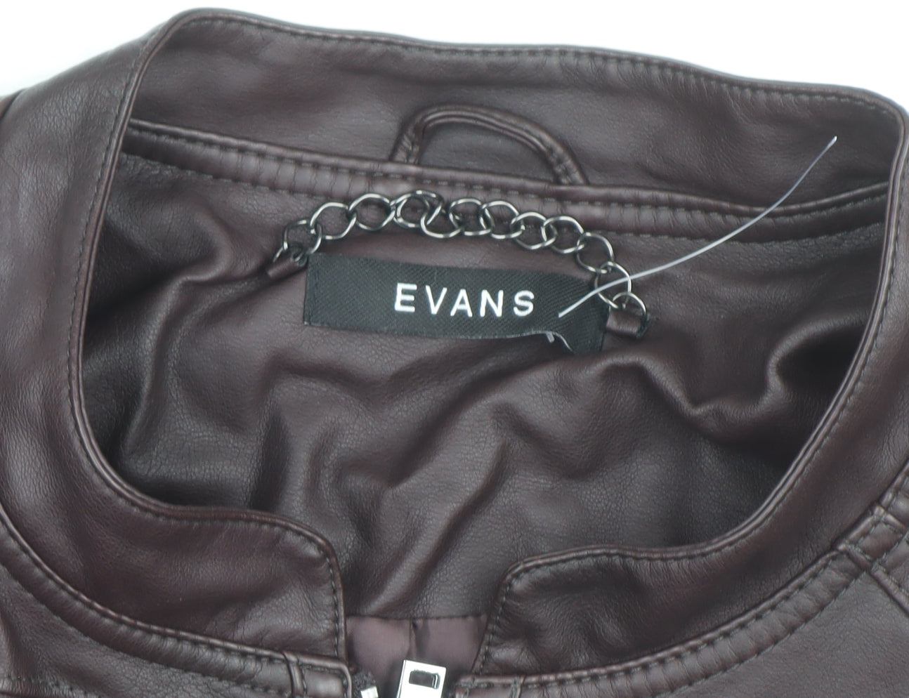 Evans Women Brown Faux Leather Biker Jacket Size 22