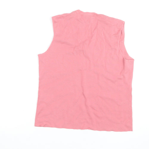 Ralph Lauren Women Pink Cotton Sleeveless V-Neck Tank Top L