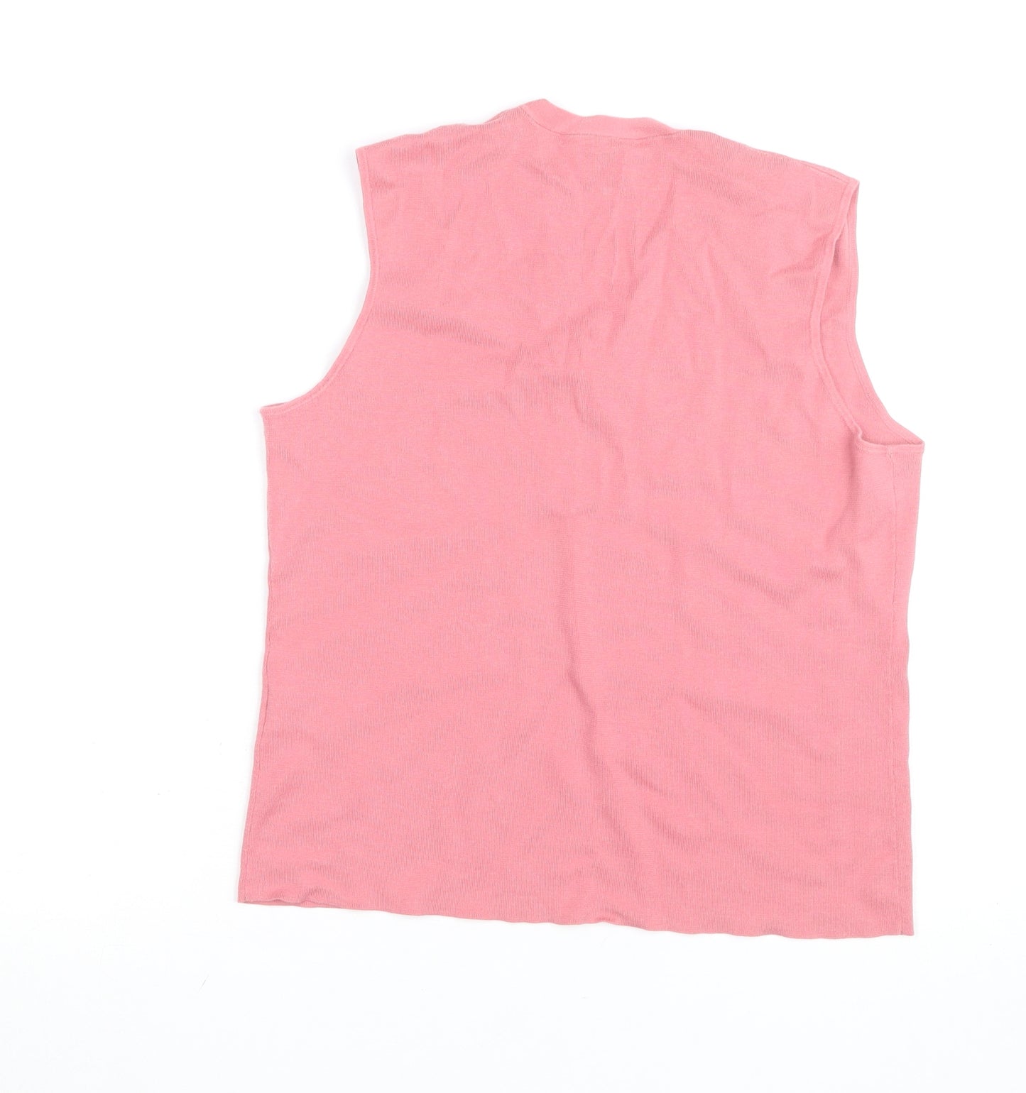 Ralph Lauren Women Pink Cotton Sleeveless V-Neck Tank Top L