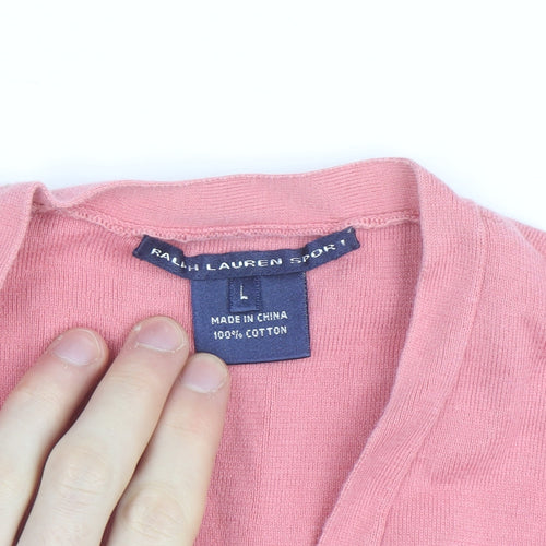 Ralph Lauren Women Pink Cotton Sleeveless V-Neck Tank Top L