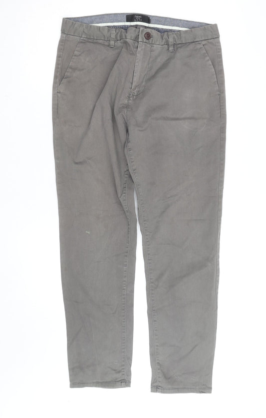 Next Men's Grey Slim Fit Chino Trousers Size 34 Regular