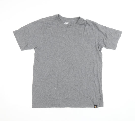 Dickies Men's Grey Short Sleeve Crew Neck Cotton T-Shirt Medium