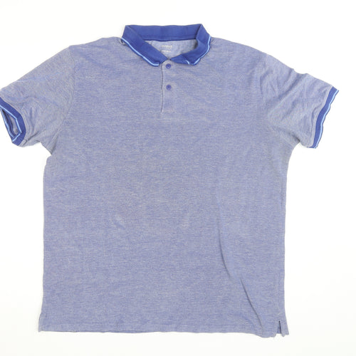 Dunnes Stores Men's Blue Regular Fit Cotton Blend Polo Shirt XL