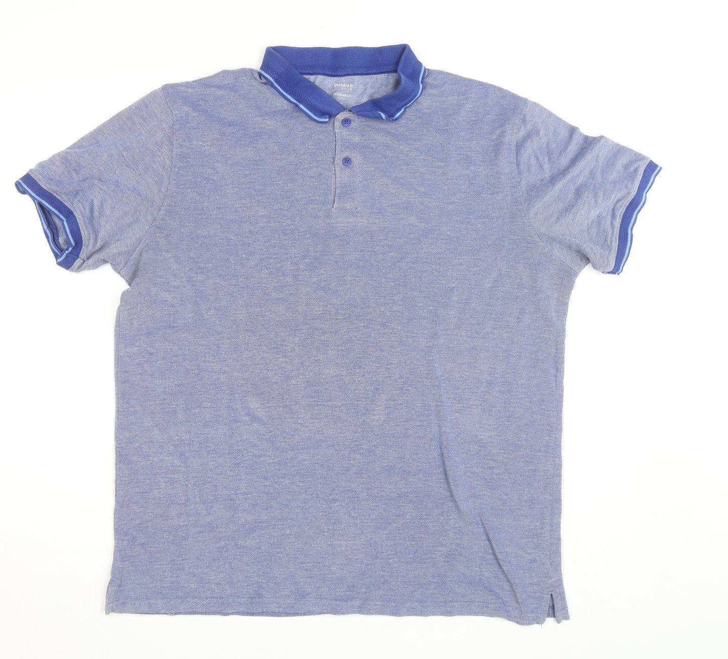 Dunnes Stores Men's Blue Regular Fit Cotton Blend Polo Shirt XL