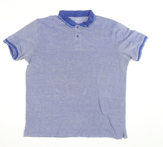 Dunnes Stores Men's Blue Regular Fit Cotton Blend Polo Shirt XL