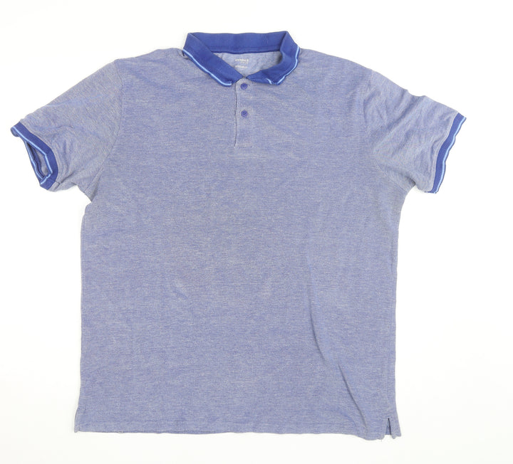 Dunnes Stores Men's Blue Regular Fit Cotton Blend Polo Shirt XL