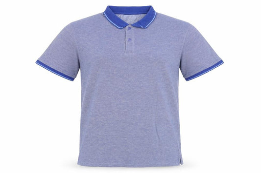 Front view of Dunnes Men's Blue Regular Fit Cotton Blend Polo Shirt XL