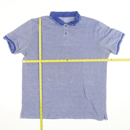 Dunnes Stores Men's Blue Regular Fit Cotton Blend Polo Shirt XL