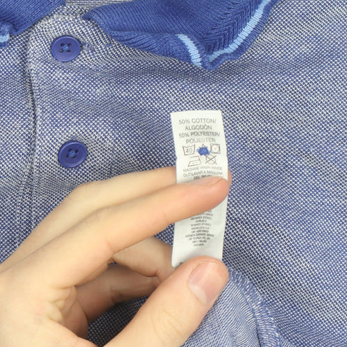 Dunnes Stores Men's Blue Regular Fit Cotton Blend Polo Shirt XL