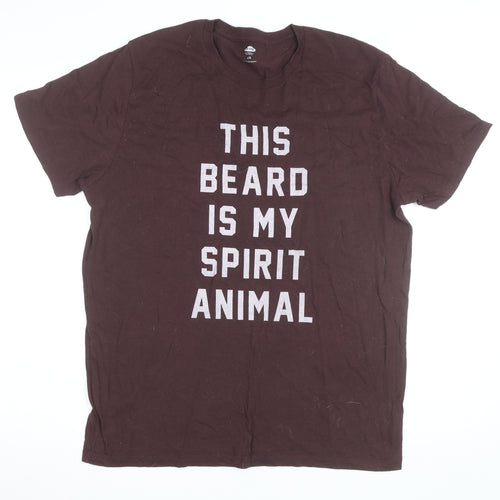 Old Navy Men’s Brown Funny Slogan T-Shirt Size L Cotton Crew Neck