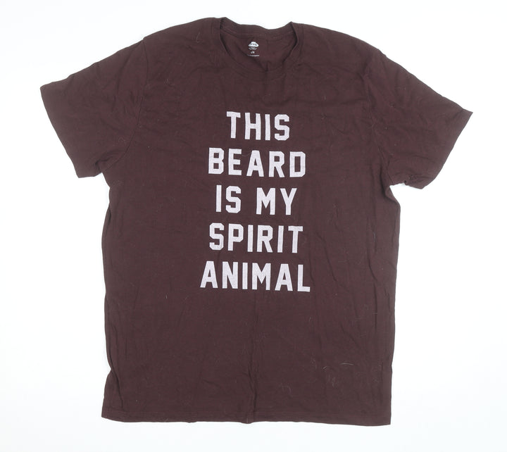Old Navy Men’s Brown Funny Slogan T-Shirt Size L Cotton Crew Neck