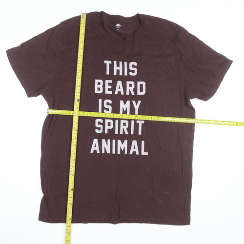 Old Navy Men’s Brown Funny Slogan T-Shirt Size L Cotton Crew Neck