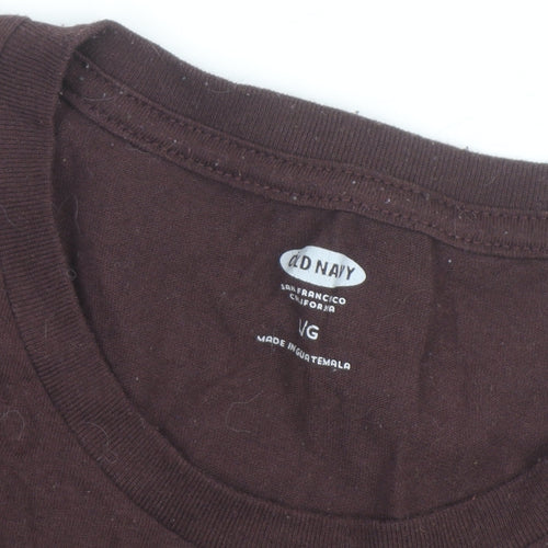 Old Navy Men’s Brown Funny Slogan T-Shirt Size L Cotton Crew Neck