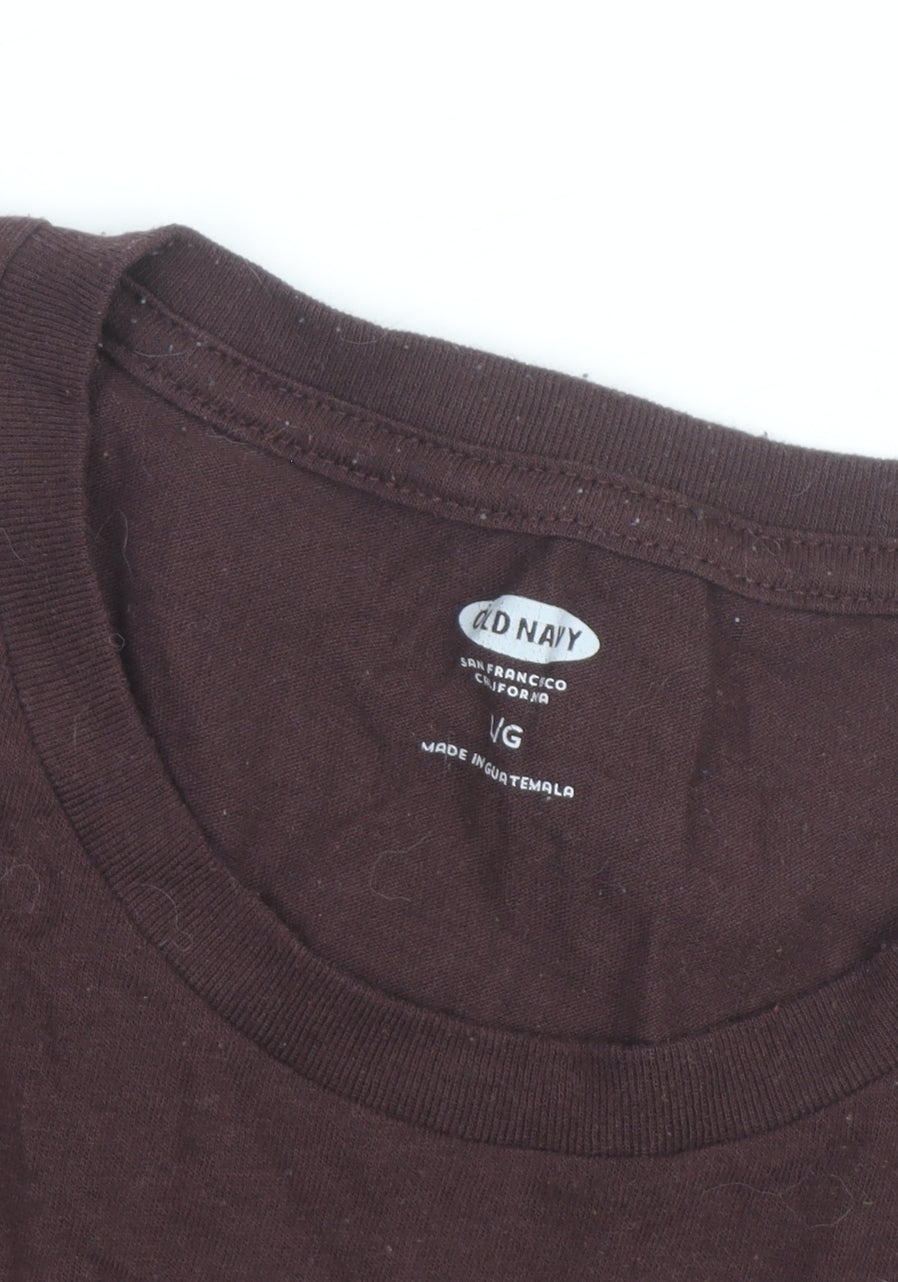 Old Navy Men’s Brown Funny Slogan T-Shirt Size L Cotton Crew Neck