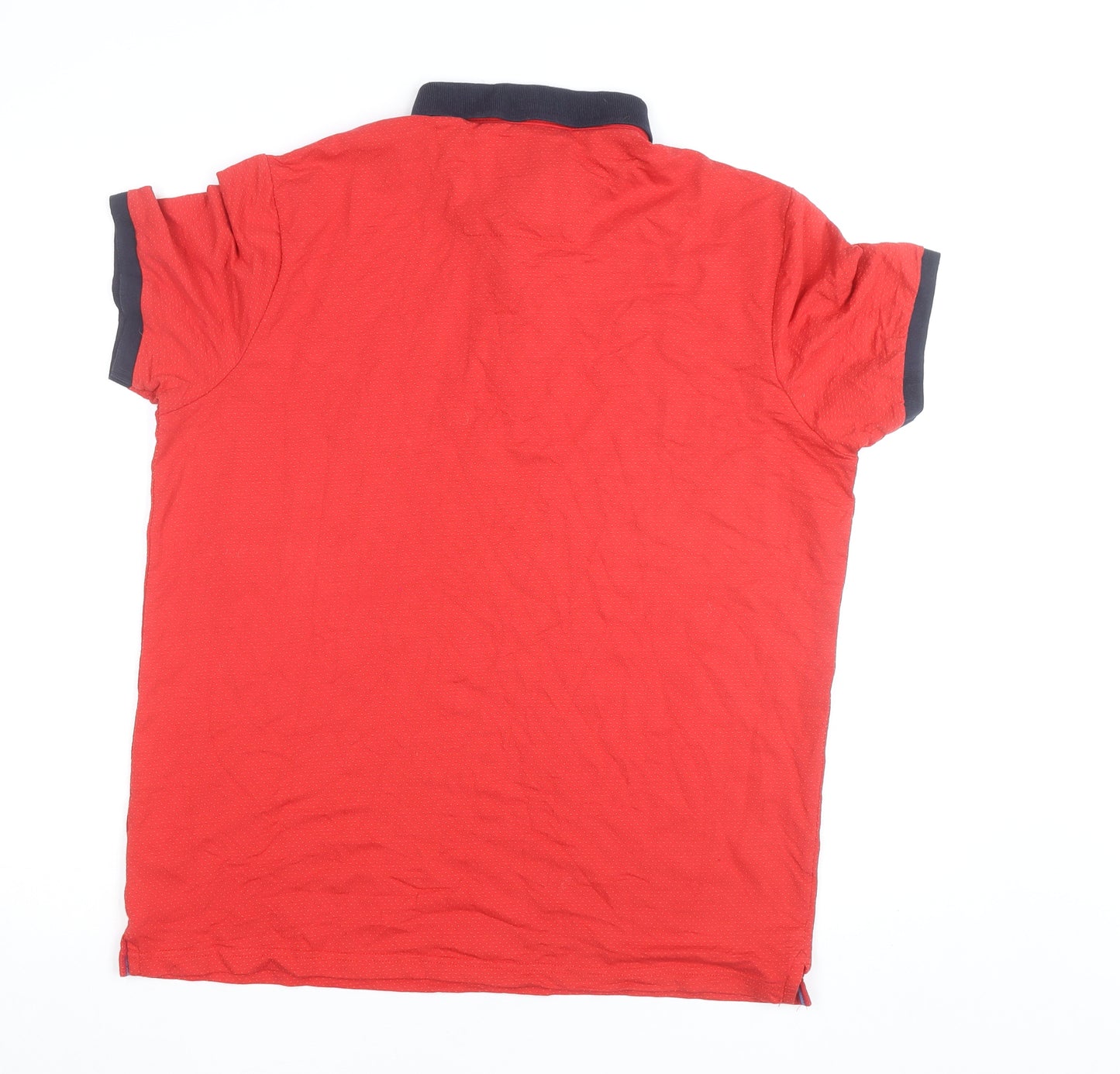 Centered Red Short Sleeve Polo Shirt Men L Cotton Blend Collared