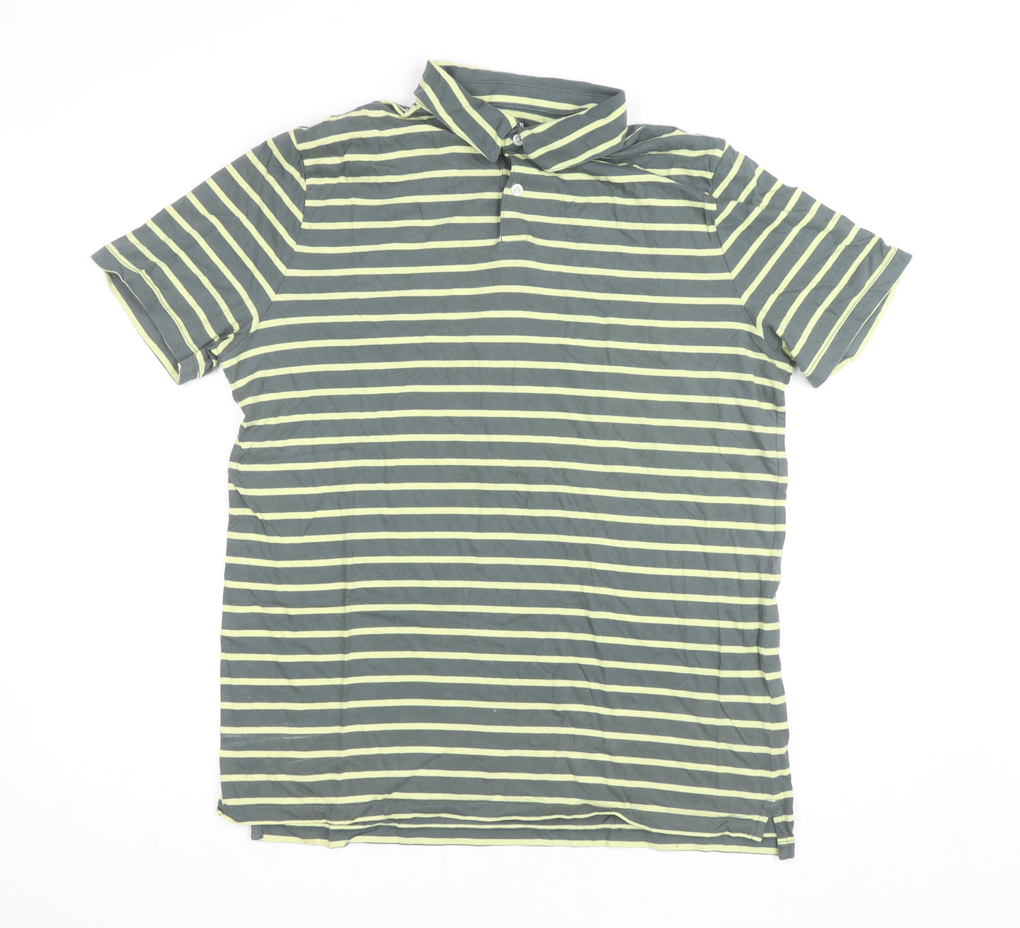GAP Men’s Green Striped Cotton Polo Shirt Size L
