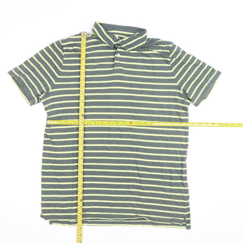 GAP Men’s Green Striped Cotton Polo Shirt Size L