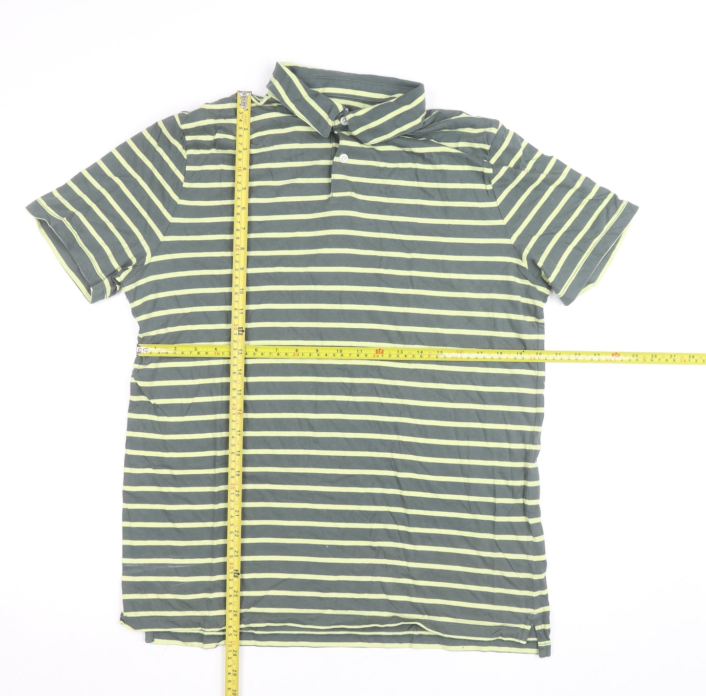 GAP Men’s Green Striped Cotton Polo Shirt Size L