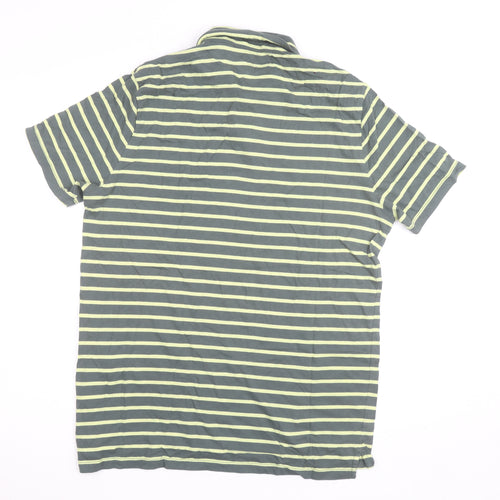 GAP Men’s Green Striped Cotton Polo Shirt Size L