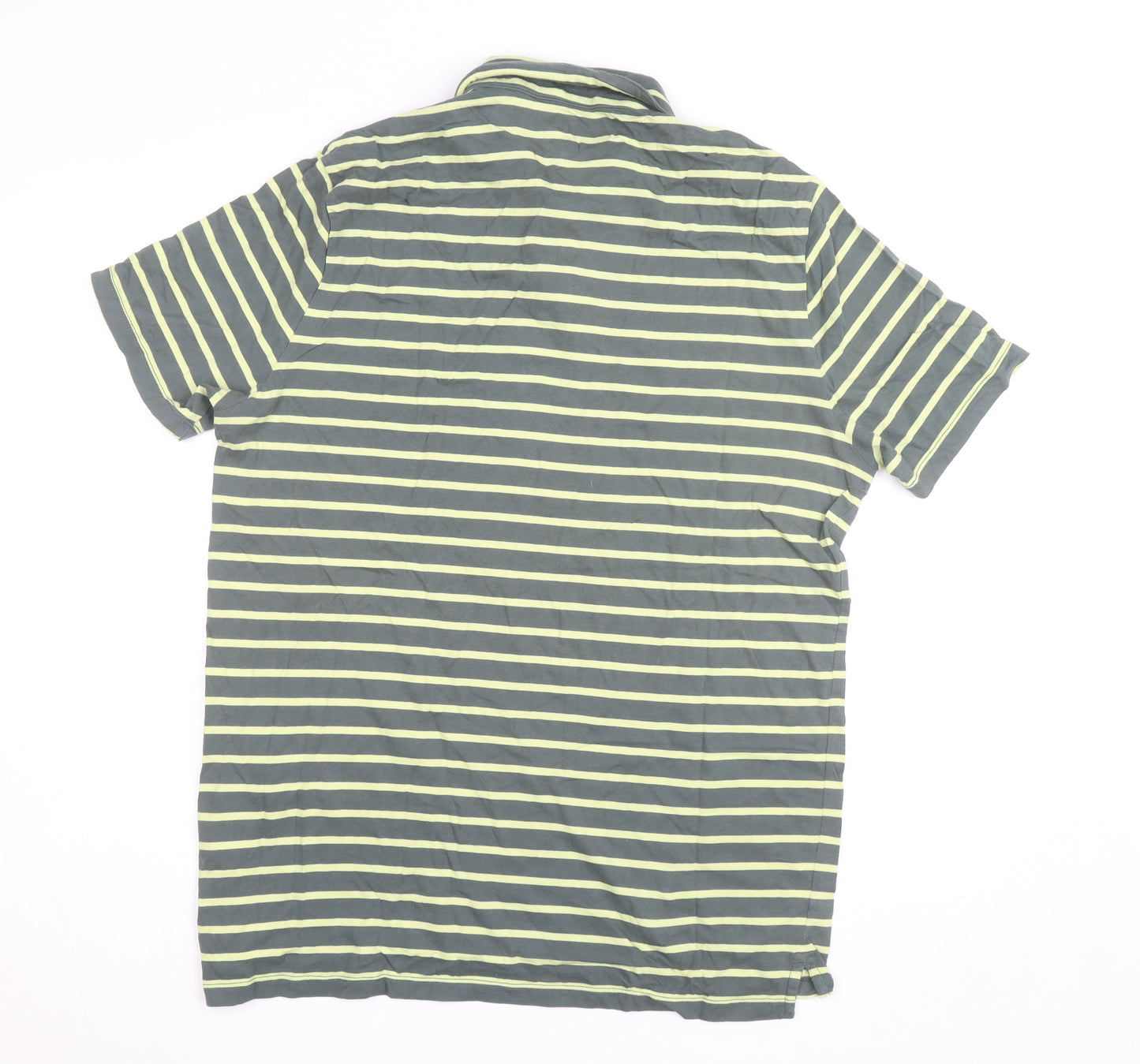 GAP Men’s Green Striped Cotton Polo Shirt Size L