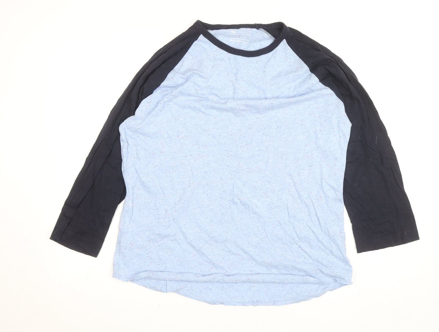 Gap Men's Blue Colourblock 3/4 Sleeve Cotton Blend Top Size L