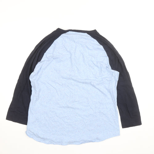 Gap Men's Blue Colourblock 3/4 Sleeve Cotton Blend Top Size L
