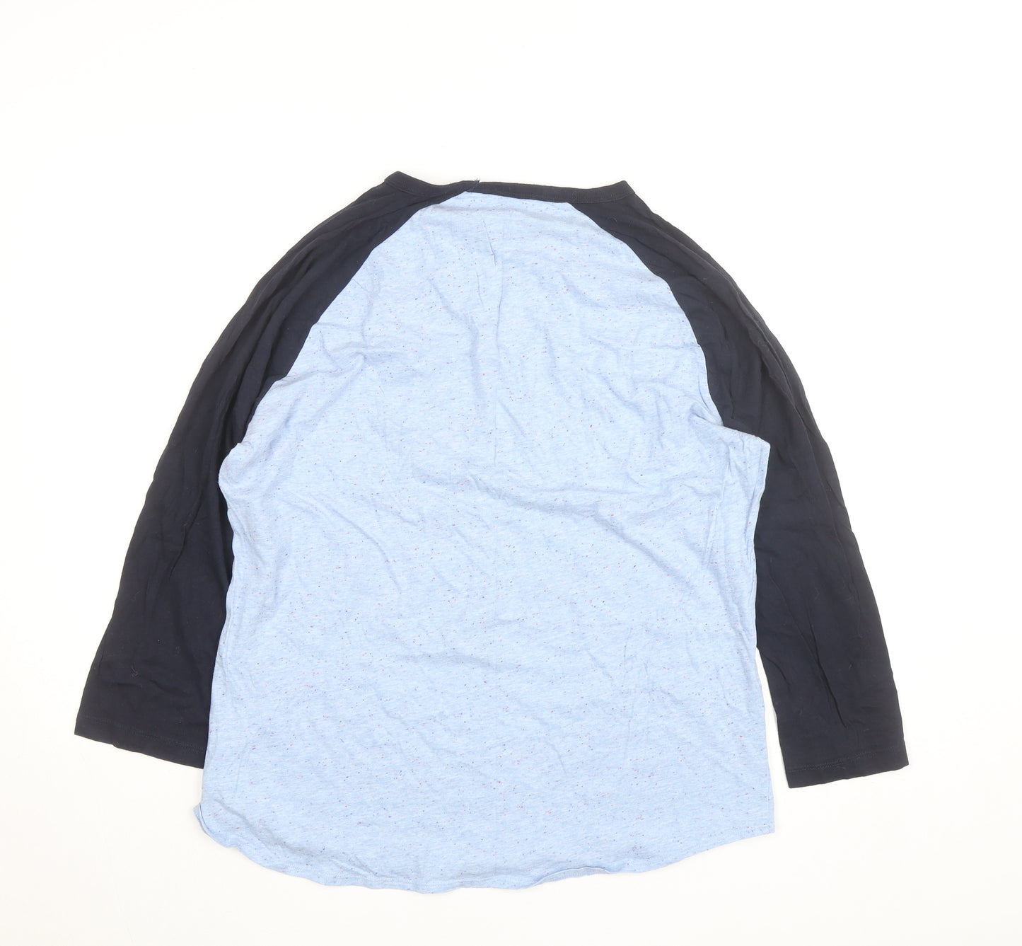 Gap Men's Blue Colourblock 3/4 Sleeve Cotton Blend Top Size L