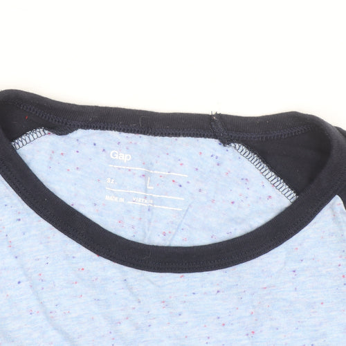 Gap Men's Blue Colourblock 3/4 Sleeve Cotton Blend Top Size L