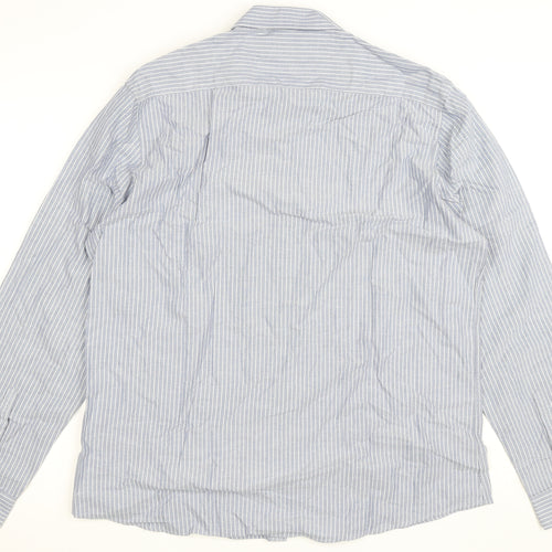 Dunnes Stores Men's Blue Striped Slim Fit Button-Up Shirt XL