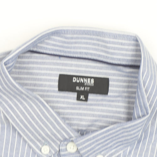 Dunnes Stores Men's Blue Striped Slim Fit Button-Up Shirt XL