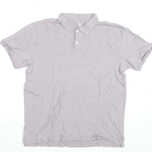 GAP Men's Purple Cotton Short Sleeve Polo Shirt Size L