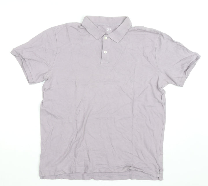 GAP Men's Purple Cotton Short Sleeve Polo Shirt Size L