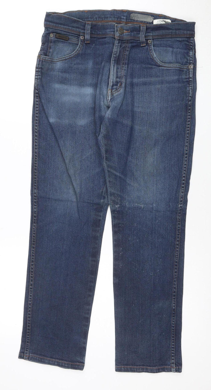 Wrangler Men Blue 32W 30L Texas Stretch Straight Denim Jeans