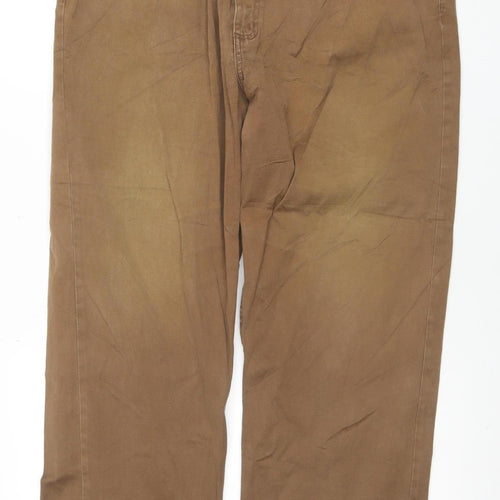 Lee Men's Brown Chino Trousers W34 L34 Regular Fit Cotton