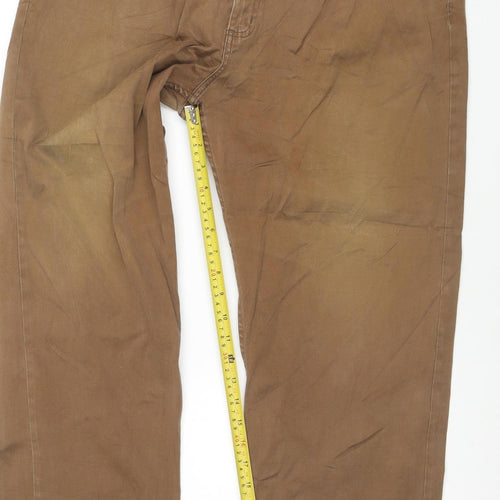Lee Men's Brown Chino Trousers W34 L34 Regular Fit Cotton