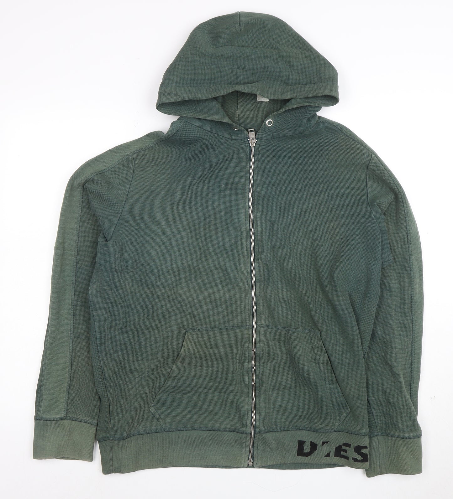Diesel Men’s Green Full Zip Hoodie XL Cotton Blend Zip Up Sweatshirt