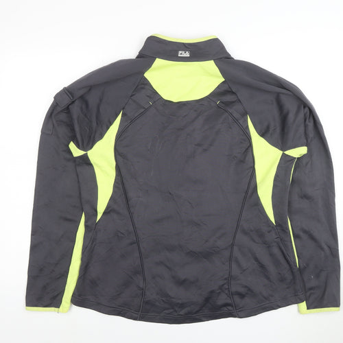 Fila Women Grey & Lime Full Zip Hoodie XL Polyester Activewear